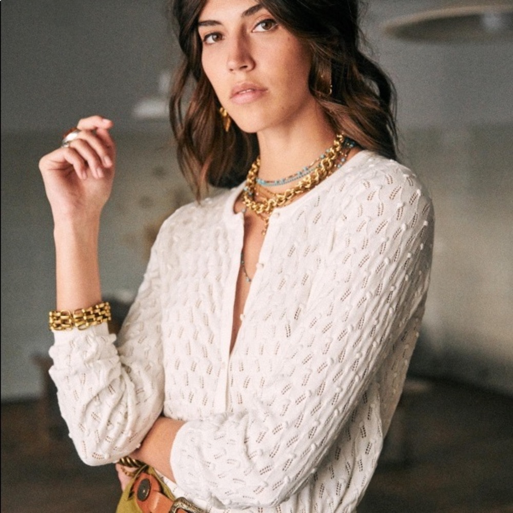 Sezane Philippe top in white size xs